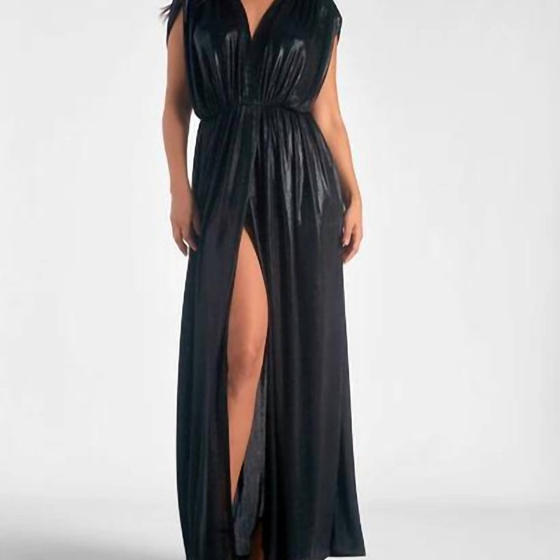 Shop Elan High Slit Dress In Black