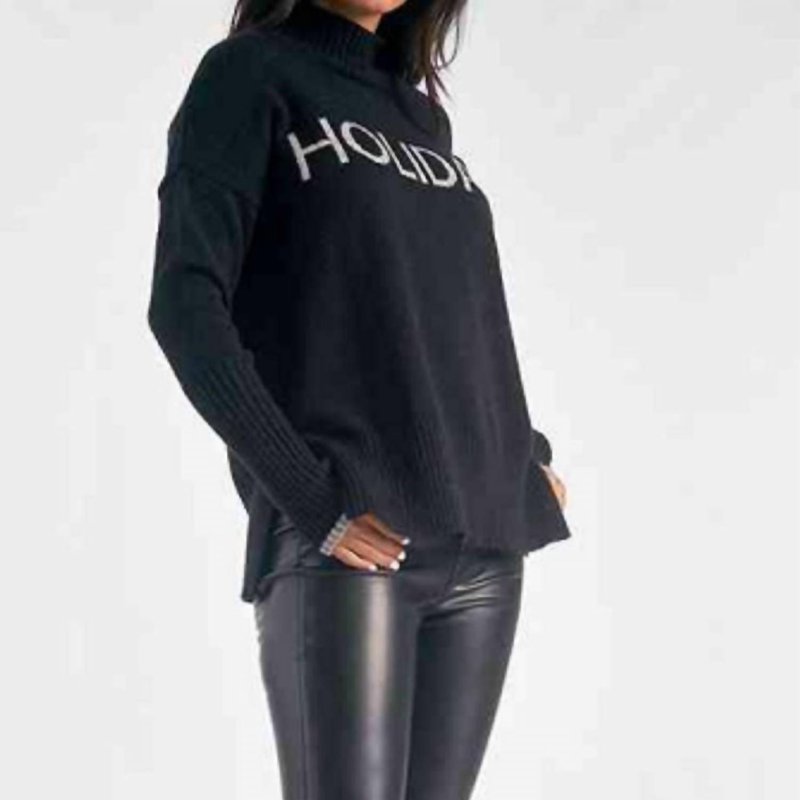 Shop Elan Holiday Graphic Sweater In Black