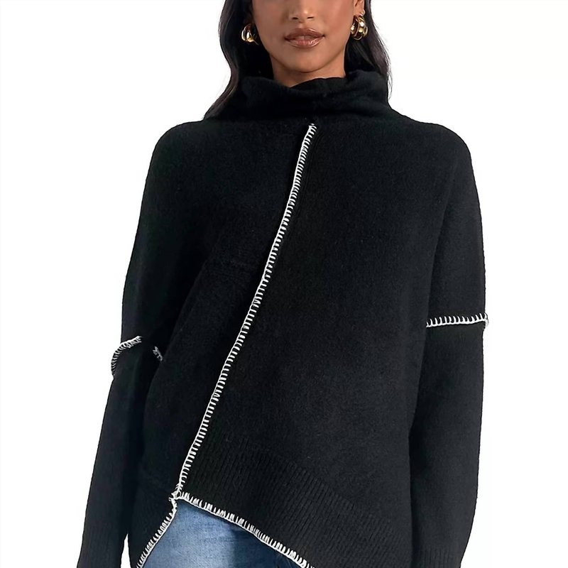 Shop Elan Long Asymmetrical Front Sweater In Black
