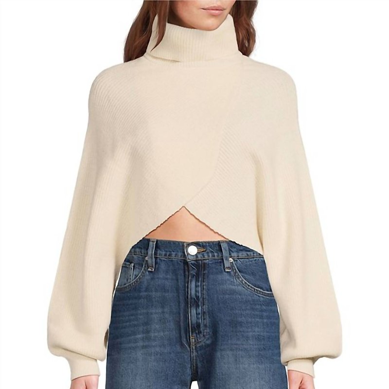 Shop Elan Sweater Cropped Turtleneck Long Sleeve In Brown
