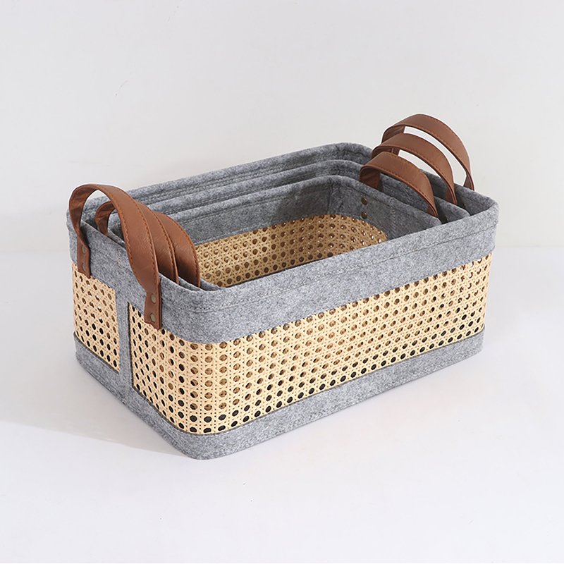 Ele Light & Decor Bohemian Storage Basket For Shelves Set Of 3 In Gray