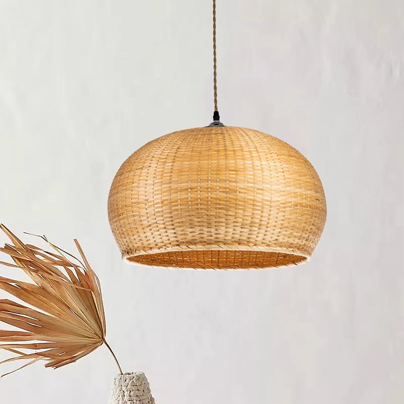 Ele Light & Decor Rattan Dome Shape Pendant Light In Brown