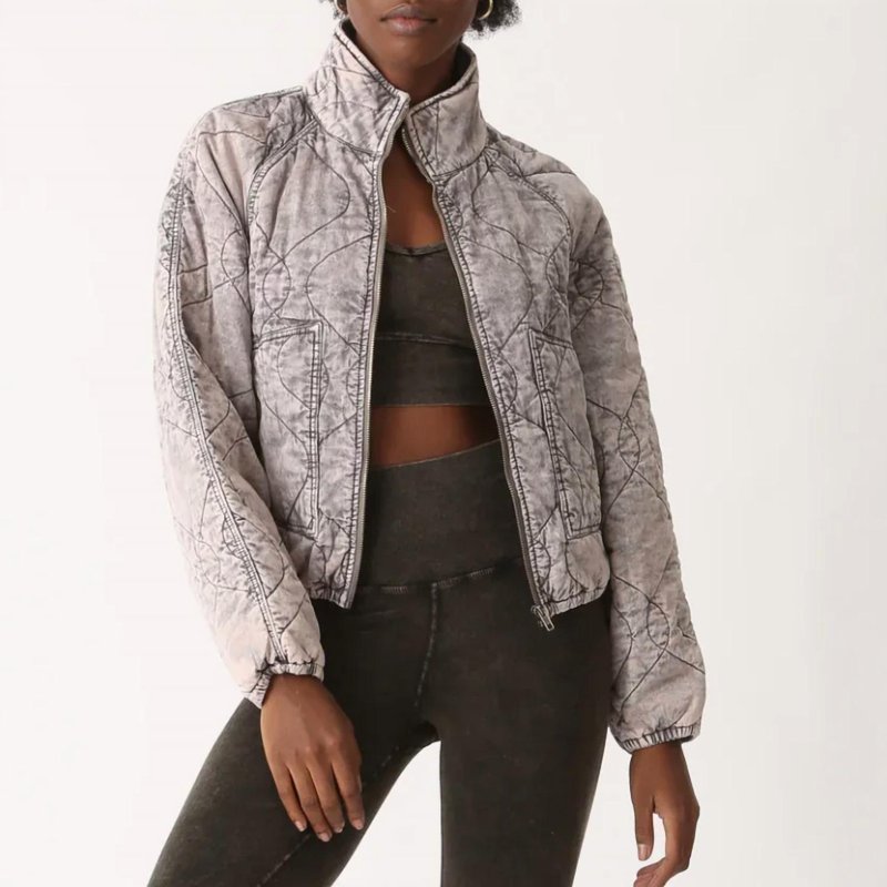 Electric & Rose Quilted Jacket In Acid Driftwood In Grey