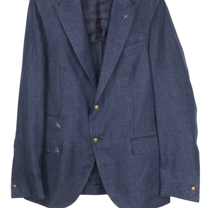 Shop Eleventy Men's Brown Plaid Blazer Sport Coats In Blue