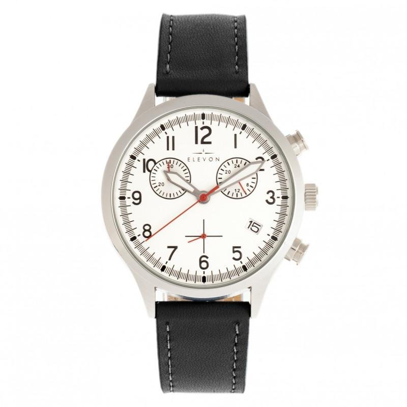 Elevon Antoine Chronograph Leather-band Watch With Date In Grey