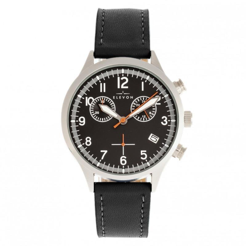 ELEVON ANTOINE CHRONOGRAPH LEATHER-BAND WATCH WITH DATE