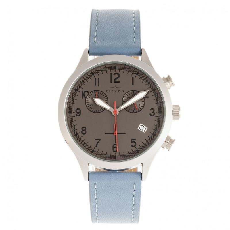 Shop Elevon Antoine Chronograph Leather-band Watch With Date In Blue