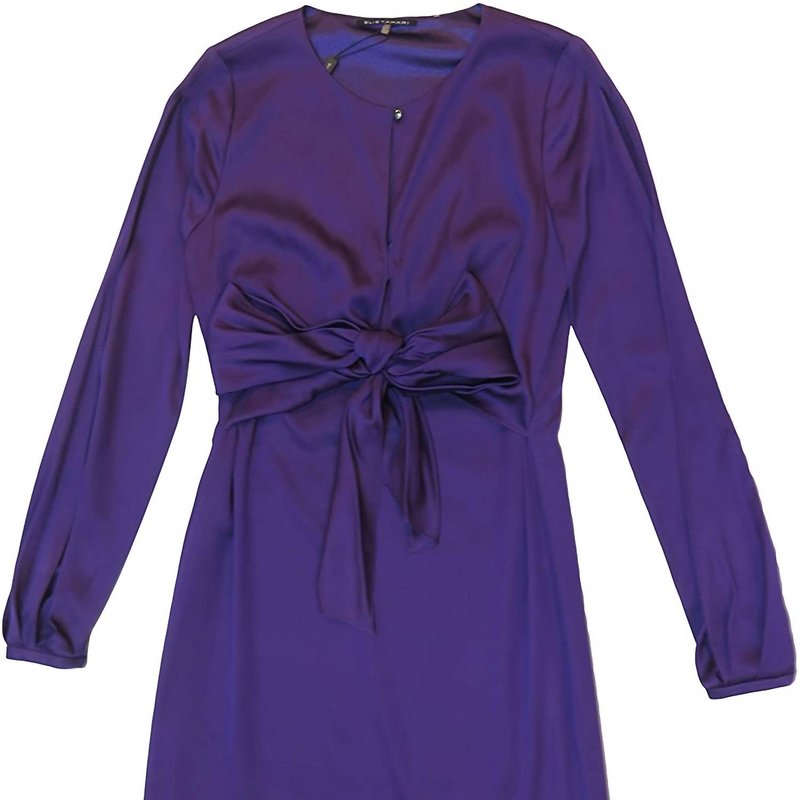 Shop Elie Tahari Women's Mira Long Sleeve Tie Bow Mini Dress In Purple