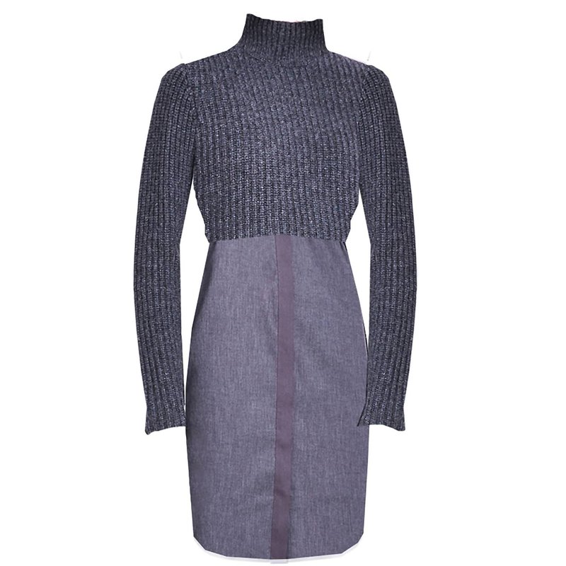 Elie Tahari Women's Raleigh Mock Neck Ribbed Knit Sweater Dress In Grey