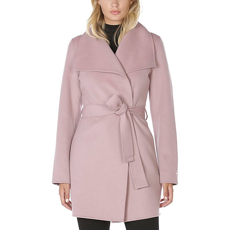 Shop Elie Tahari Wool Wrap Belted Jacket Coat In Pink
