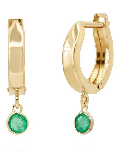 Elliot Young 14K Gold Wider Huggies with Emerald Or White Sapphire Drop product