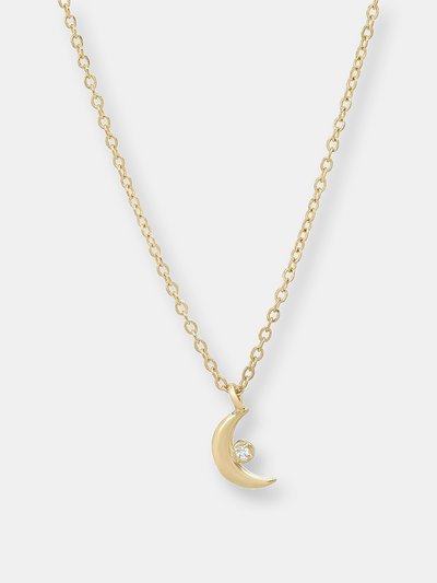Elliot Young "Celestial" 14K Gold Tiny Moon Pendant With Diamond product