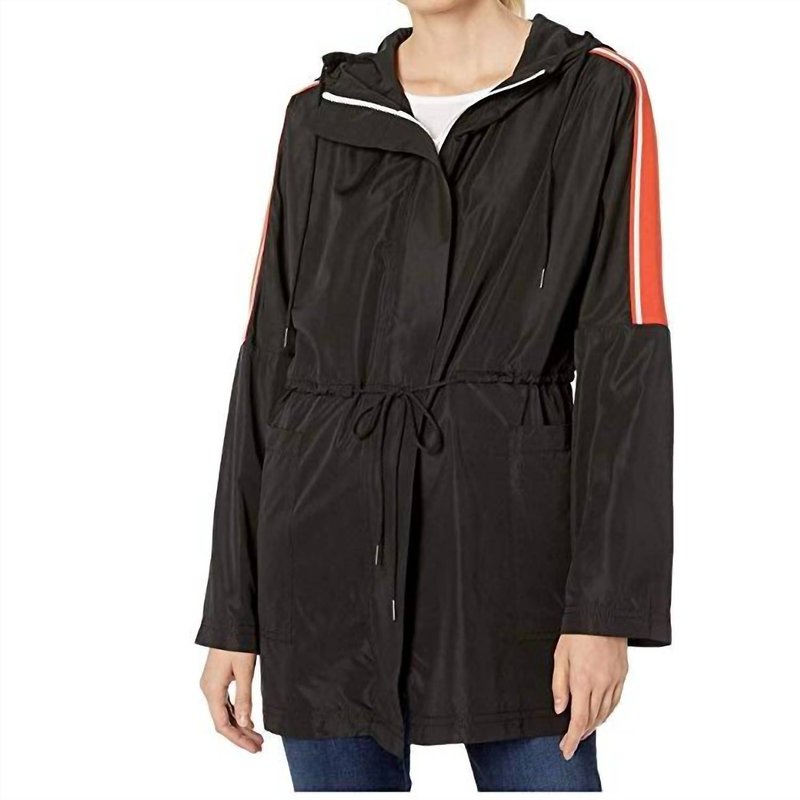 Shop Elliott Lauren Zip Front Hooded Anorak Jacket With Contrast Tape In Black