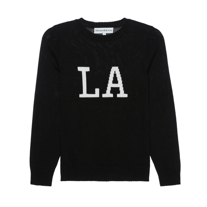 Shop Ellsworth + Ivey Los Angeles 'la' Crewneck Sweater In Black