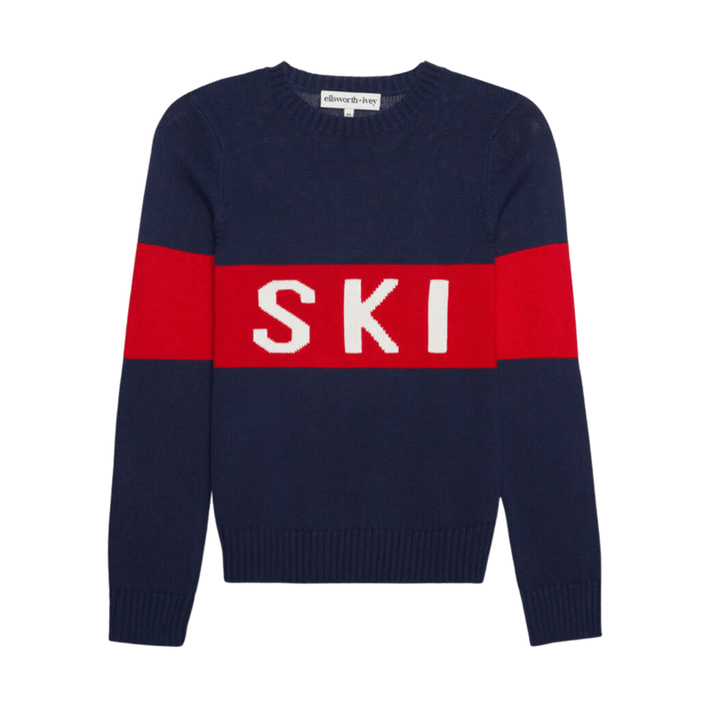 Ellsworth + Ivey Navy Block Ski Sweater In Blue