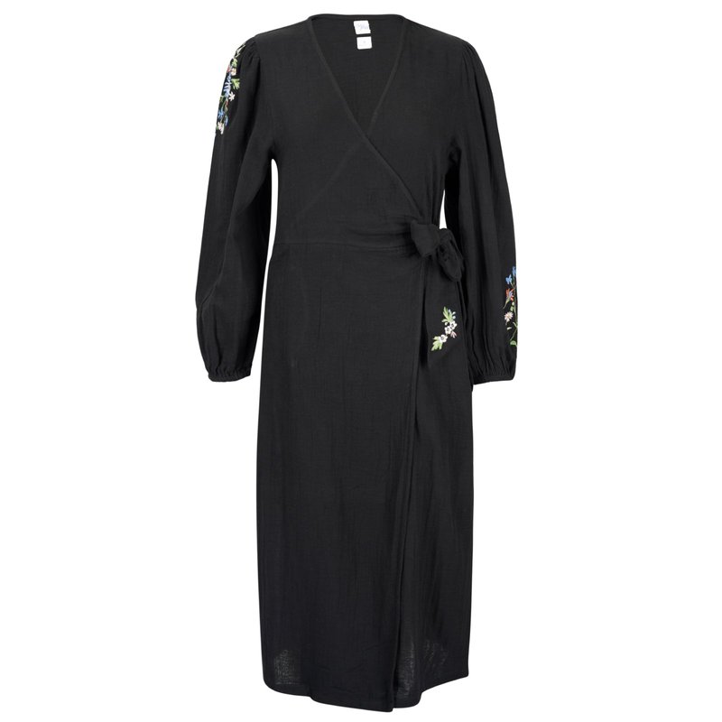 Em & Shi Lily Of The Valley Wrap Dress In Black