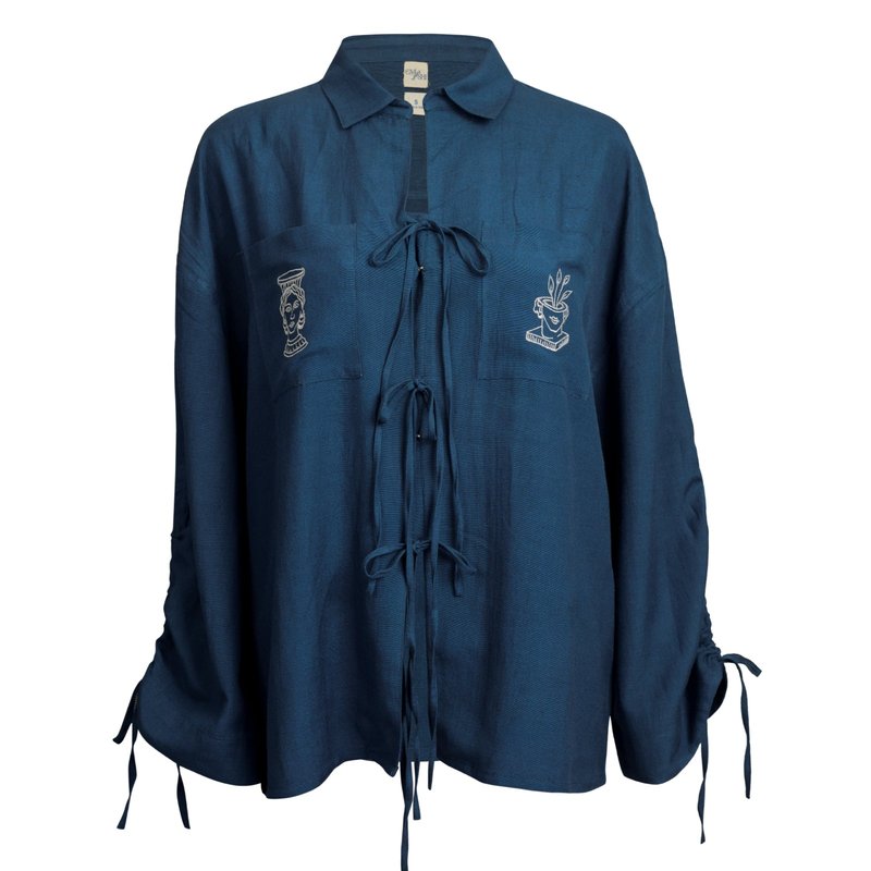 Em & Shi Olympia Embroidered Shirt In Blue