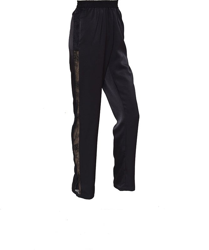 Em Basics Silk Track Pants In Black