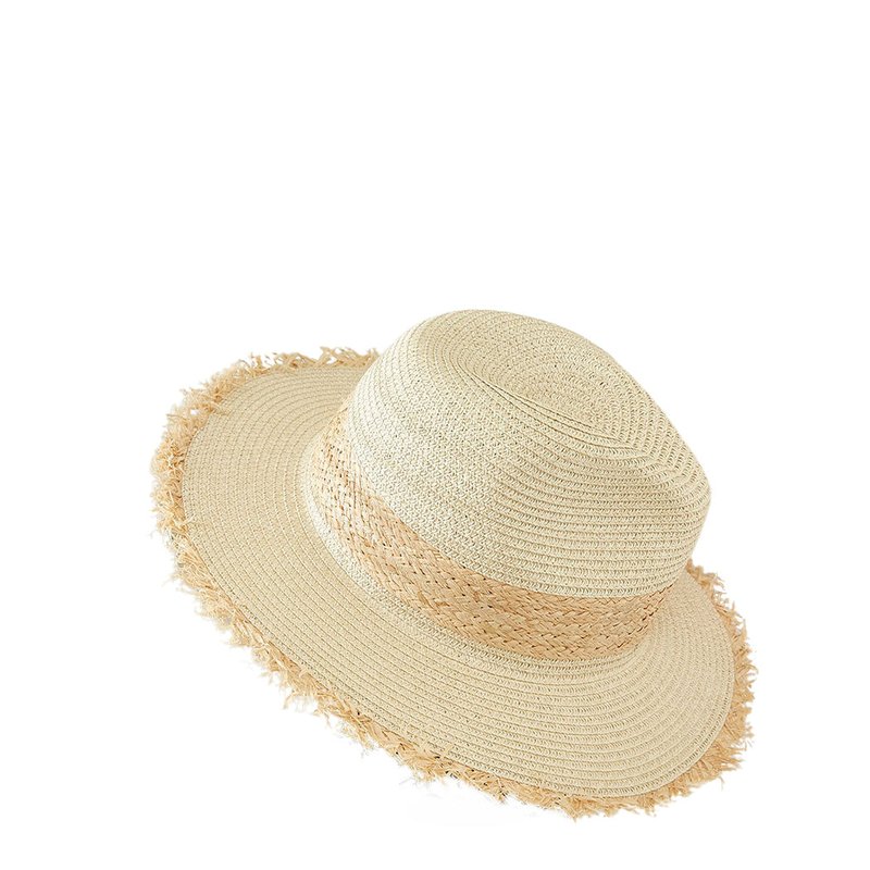 Embellish Your Life Braided Straw Fringed Panama Hat In White