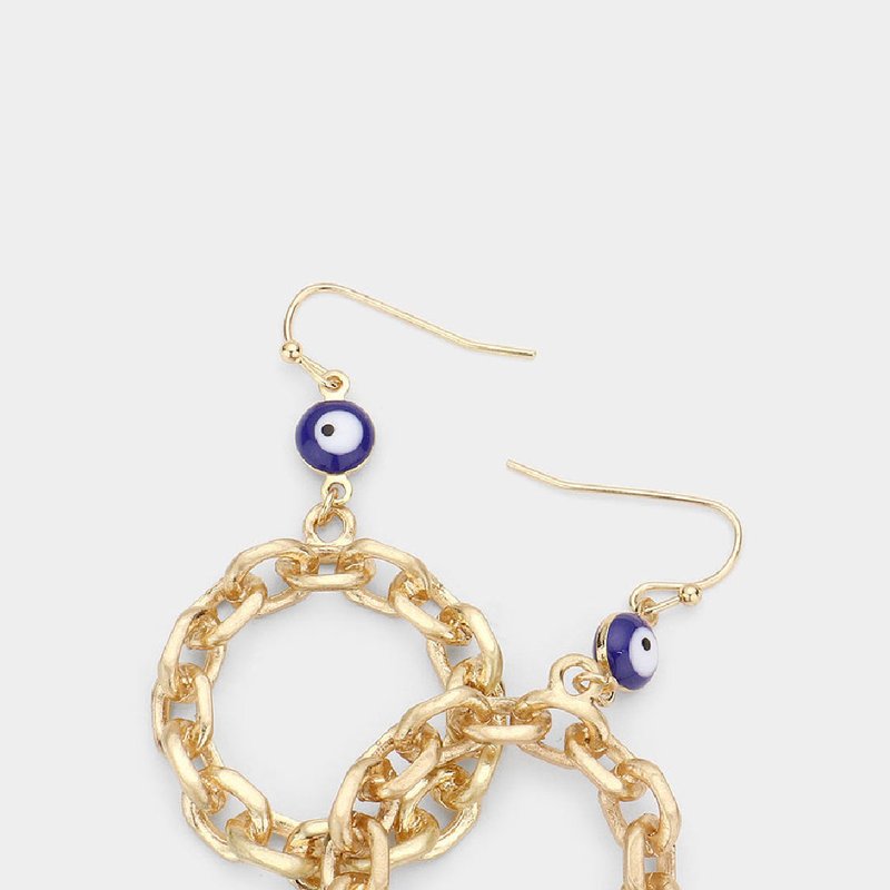 Embellish Your Life Evil Eye Chain Circle Earrings In Gold