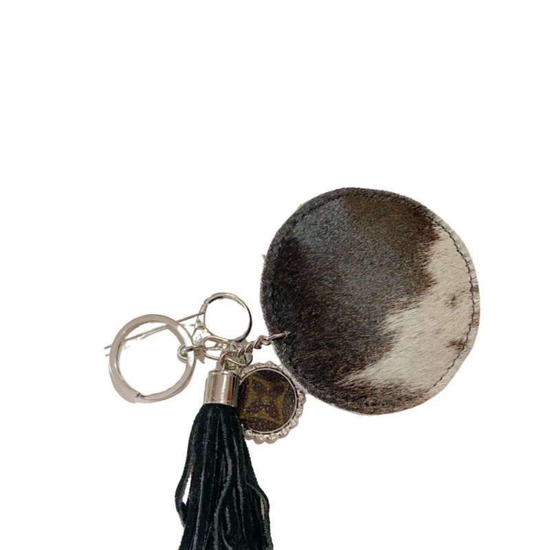Embellish Your Life Fur Keychain With Upcycled Charm In Black