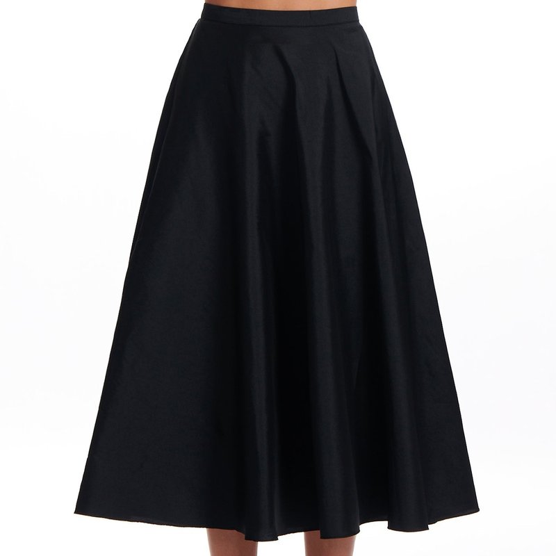 Shop Emily Shalant Black A-line Taffeta Midi Skirt