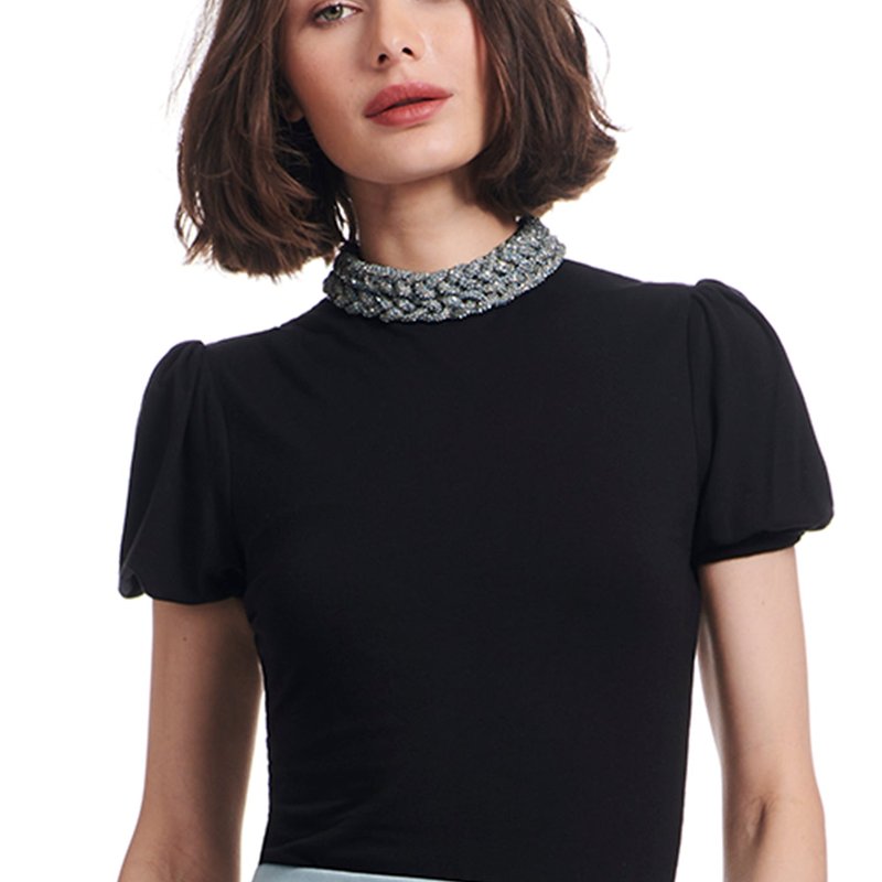 Shop Emily Shalant Braided Neck Jersey Tee In Black