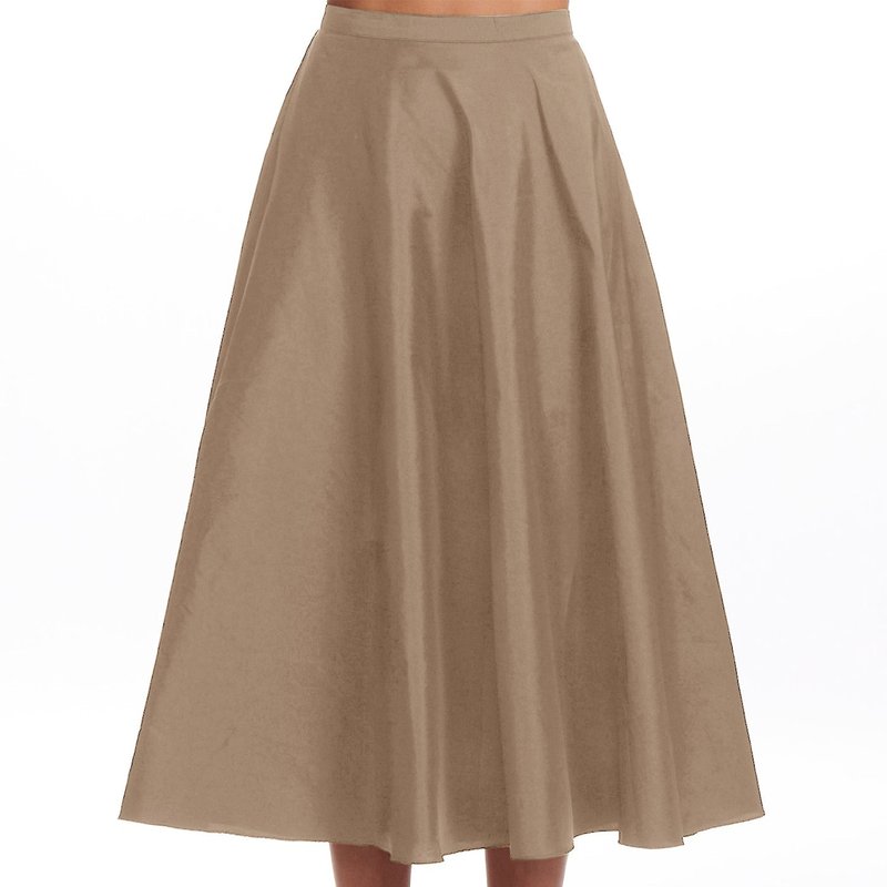 Shop Emily Shalant Suntan A-line Taffeta Midi Skirt In Brown