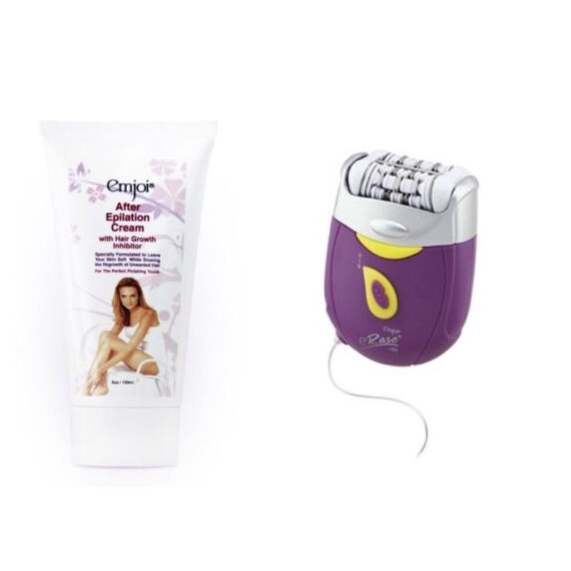 Emjoi Set: 2in1 E60 Precision Hair Removal Epilator With Sensitive Attachment And After Epilation Cr In Purple