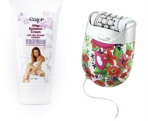 Emjoi Set: 2in1 E60 Precision Hair Removal Epilator With Sensitive Attachment And After Epilation Cr In Green