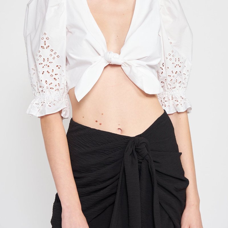 Emory Park Iselle Tie Front Crop Top In White