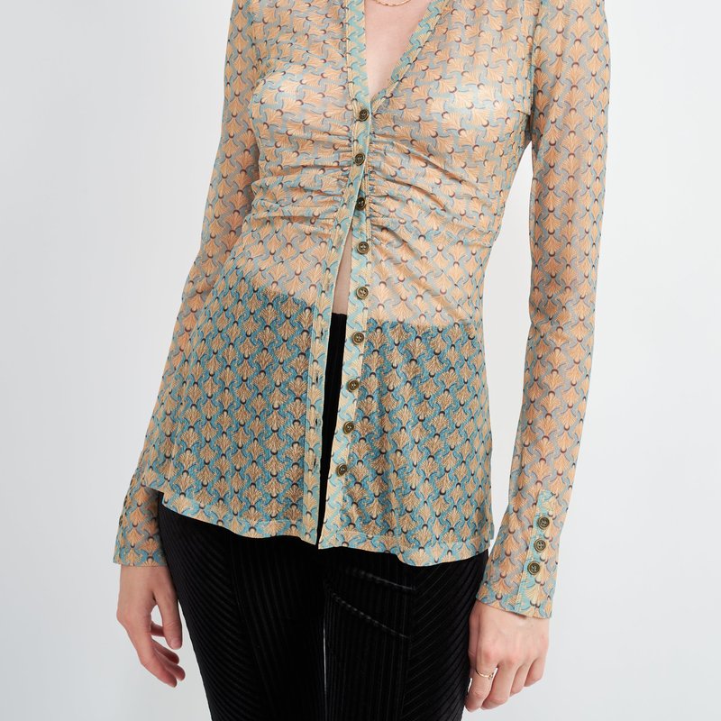 Emory Park Juliette Front Button Up Top In Gold