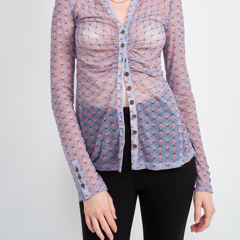 Emory Park Juliette Front Button Up Top In Blue