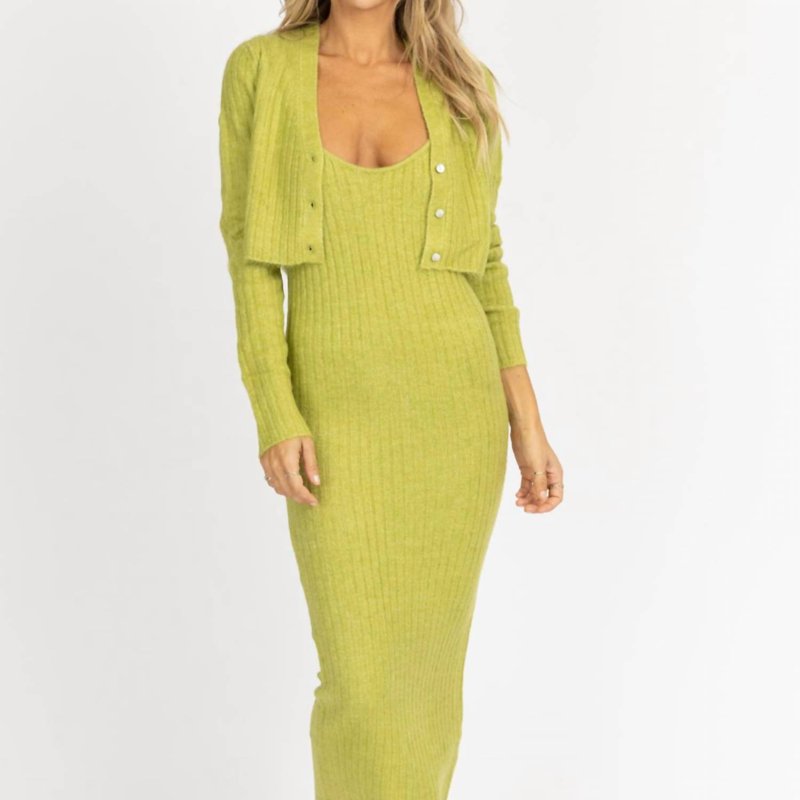 Shop Emory Park Knit Cardi + Maxi Dress Set In Green