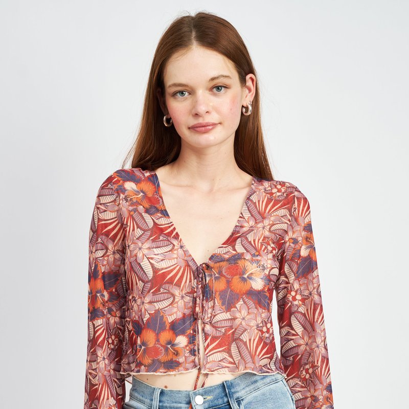 Emory Park Lilly Mesh Top In Orange
