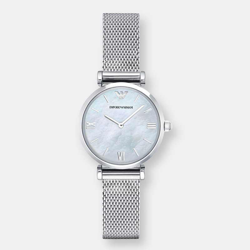 Shop Emporio Armani Women's Gianni T-bar Ar1955 Silver Stainless-steel Japanese Quartz Fashion Watch In Grey