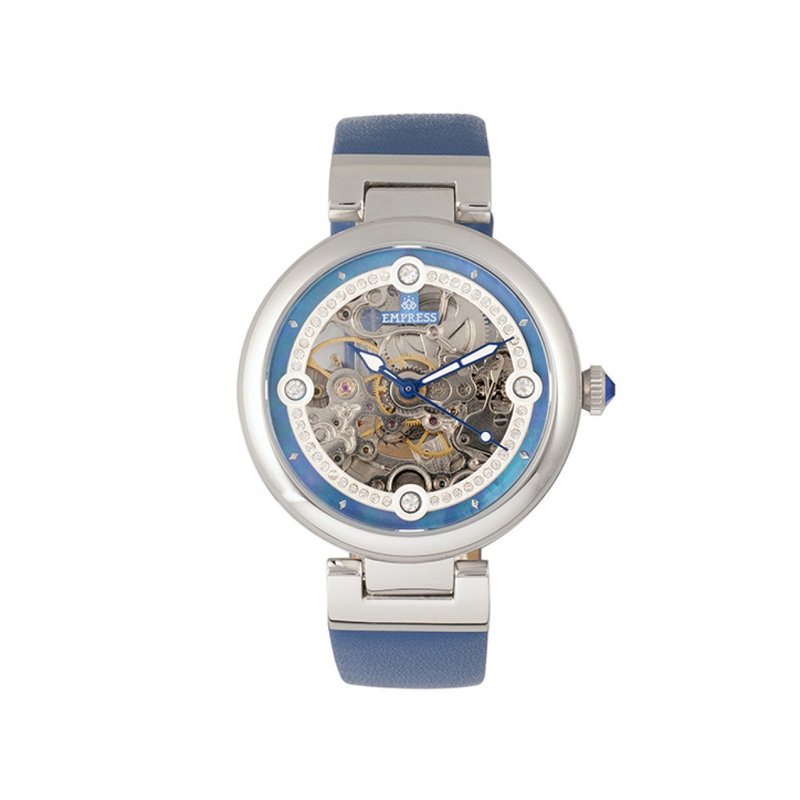 Empress Watches Empress Adelaide Automatic Skeleton Leather-band Watch In Blue