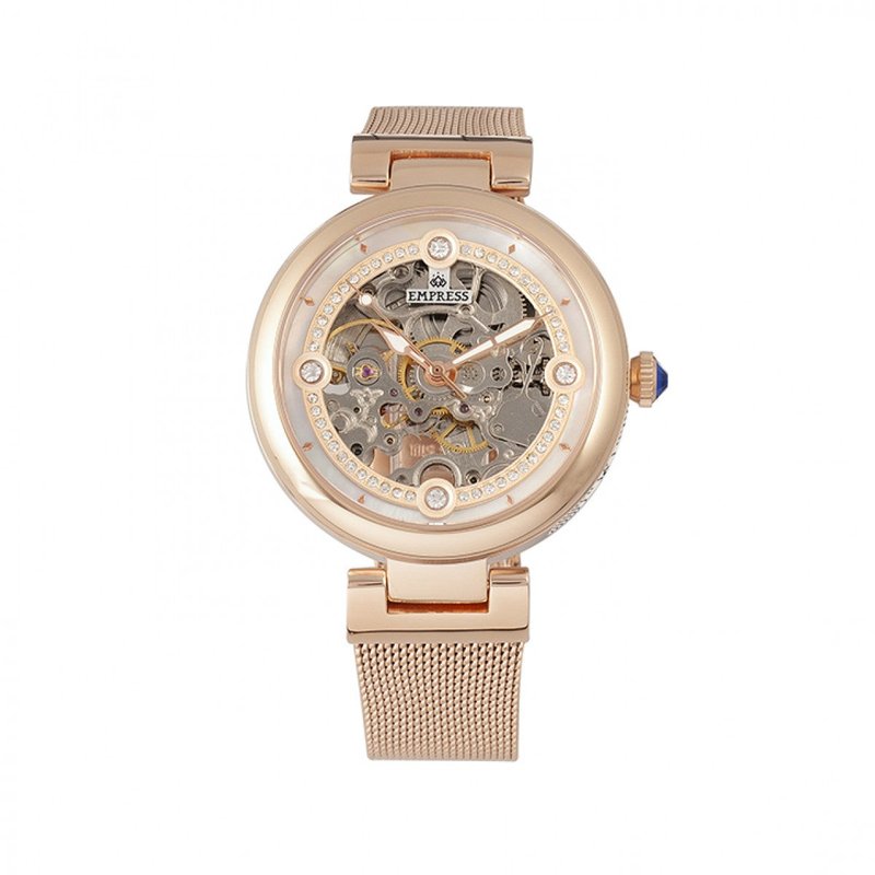 Empress Watches Empress Adelaide Automatic Skeleton Mesh-bracelet Watch In Gold