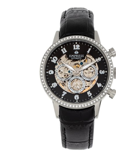 Empress Watches Empress Beatrice Automatic Skeleton Dial Leather-Band Watch w/Day/Date product