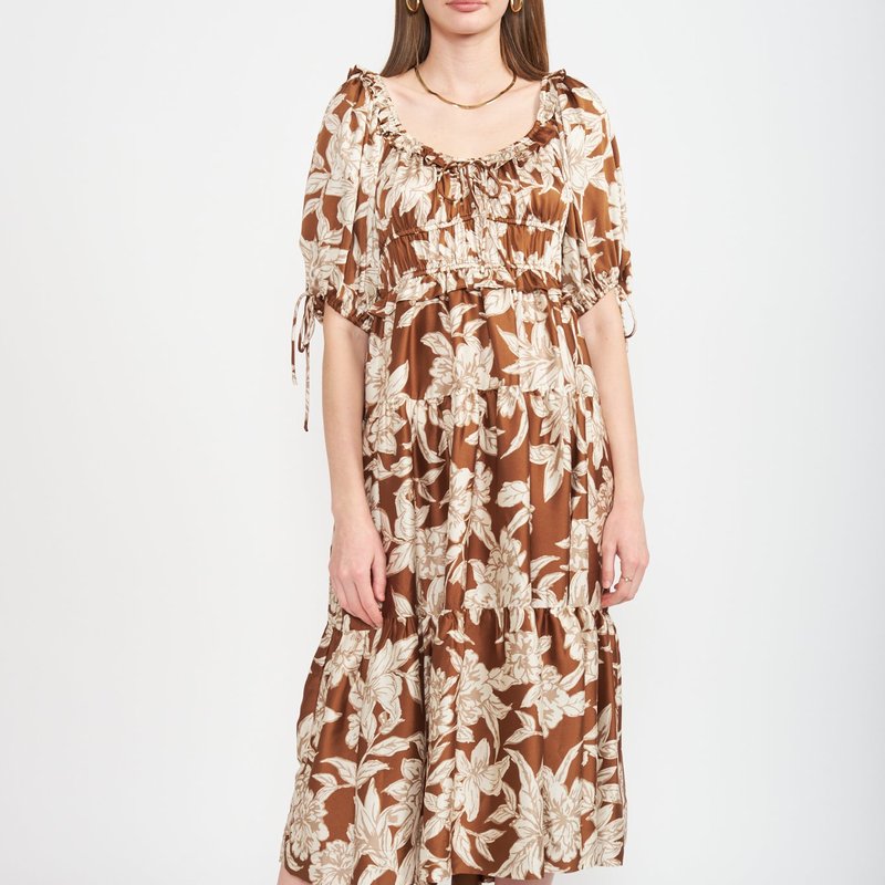 Shop En Saison Angelia Midi Dress In Brown