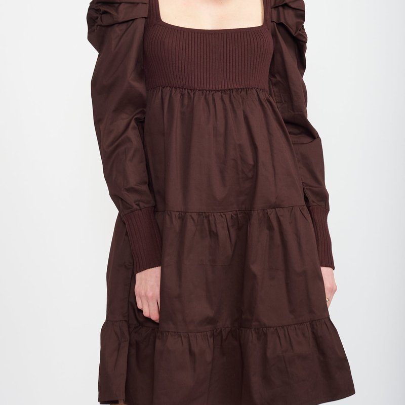 En Saison Lucille Midi Dress In Dark Brown