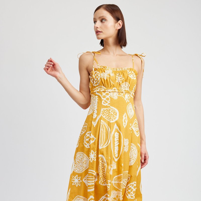 Shop En Saison Paz Pleated Midi Dress In Yellow