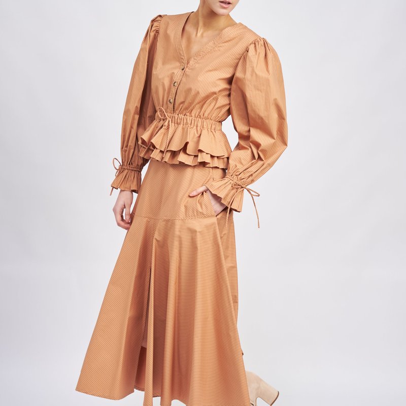 Shop En Saison Quinby Midi Skirt In Brown