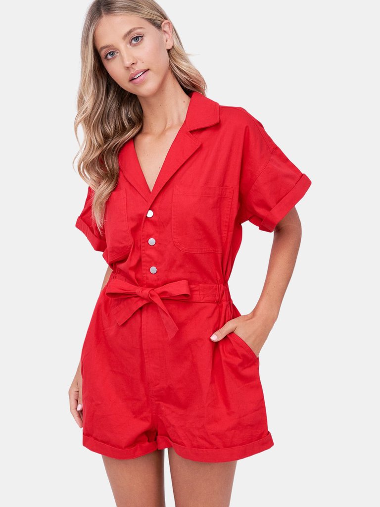 Remy Utility Romper - Red