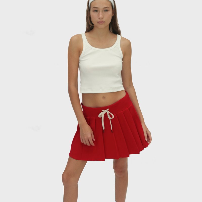 Enavant Dylan Pleated Skirt In Red