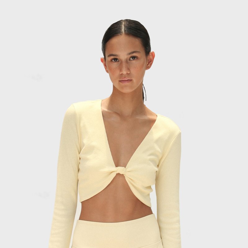 Enavant Mira Twisted Cropped Top In Gold