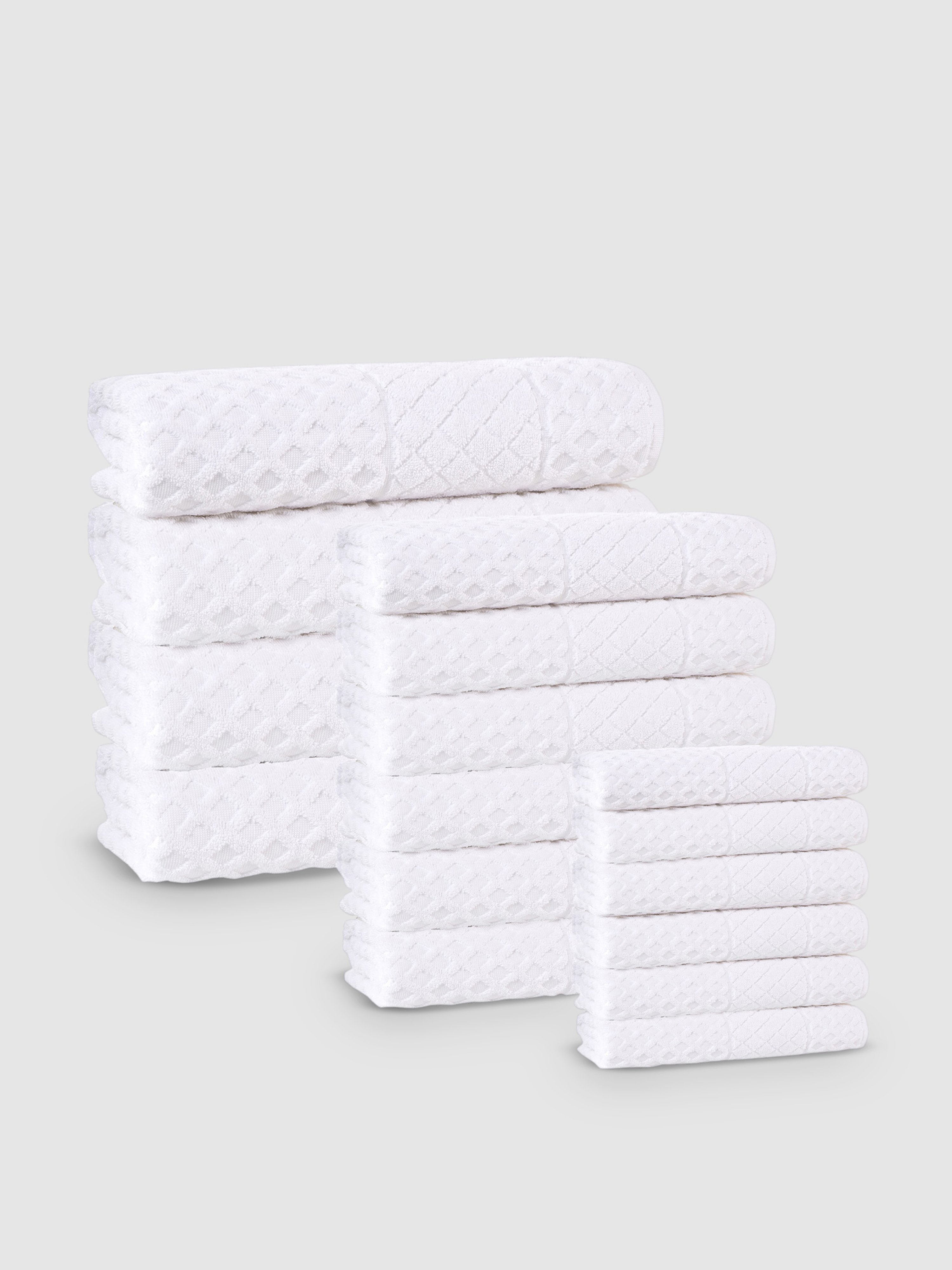 Enchante Home Glossy Turkish Cotton Towel Set Of 16 In White