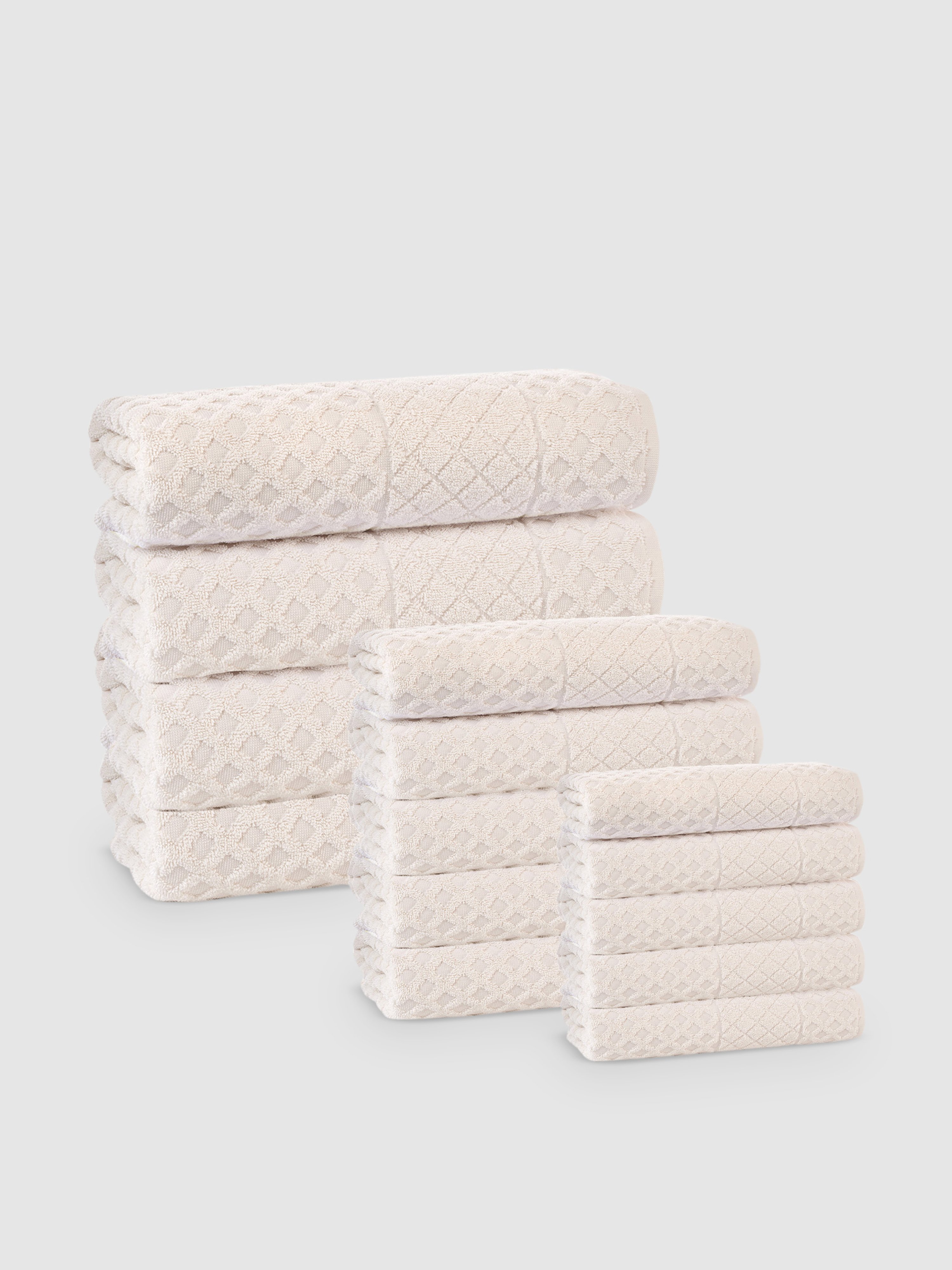 Enchante Home Glossy Turkish Cotton Towel Set Of 16 In Cream