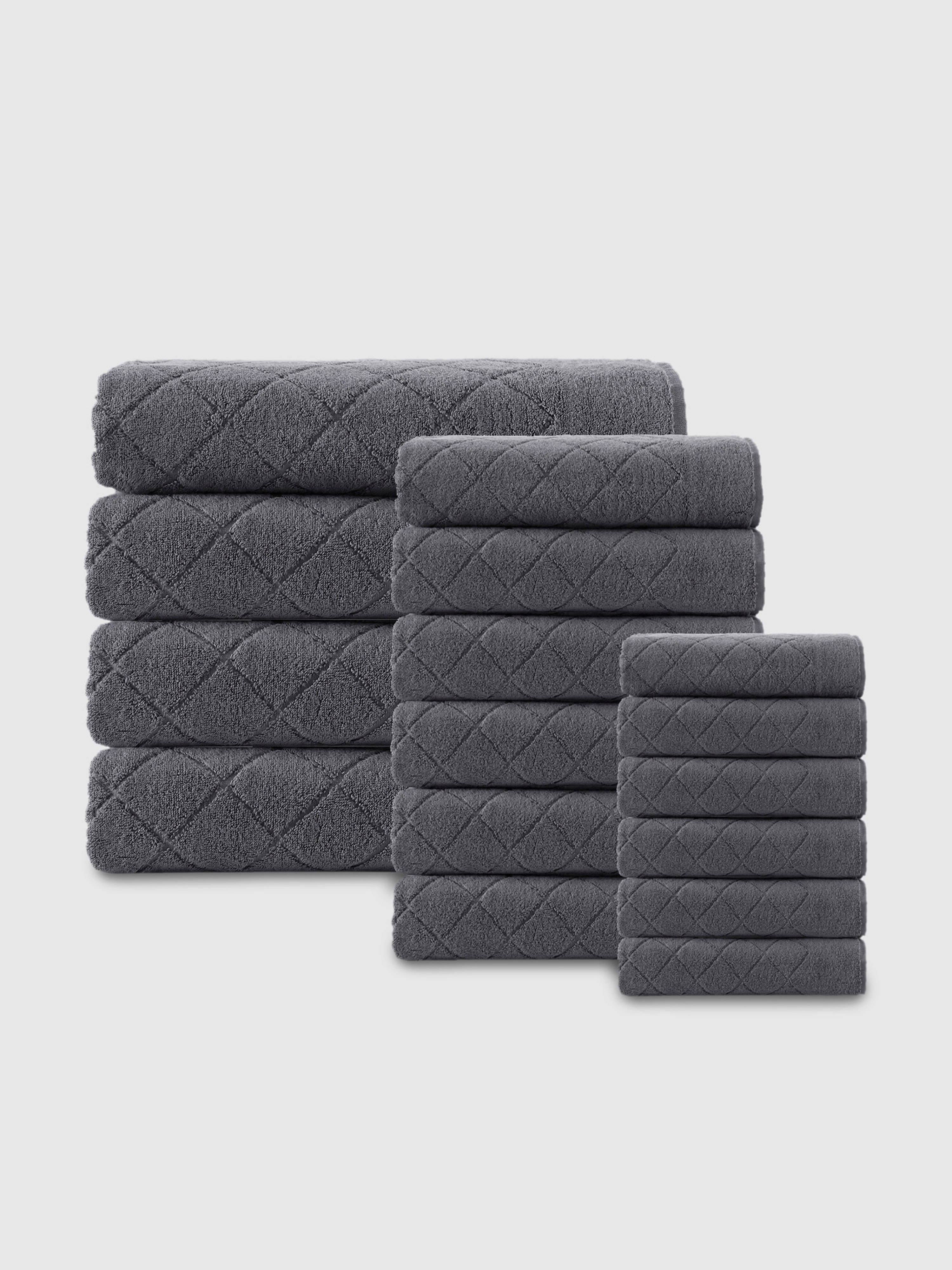 Enchante Home Glossy Turkish Cotton Towel Set Of 16 In Anthracite