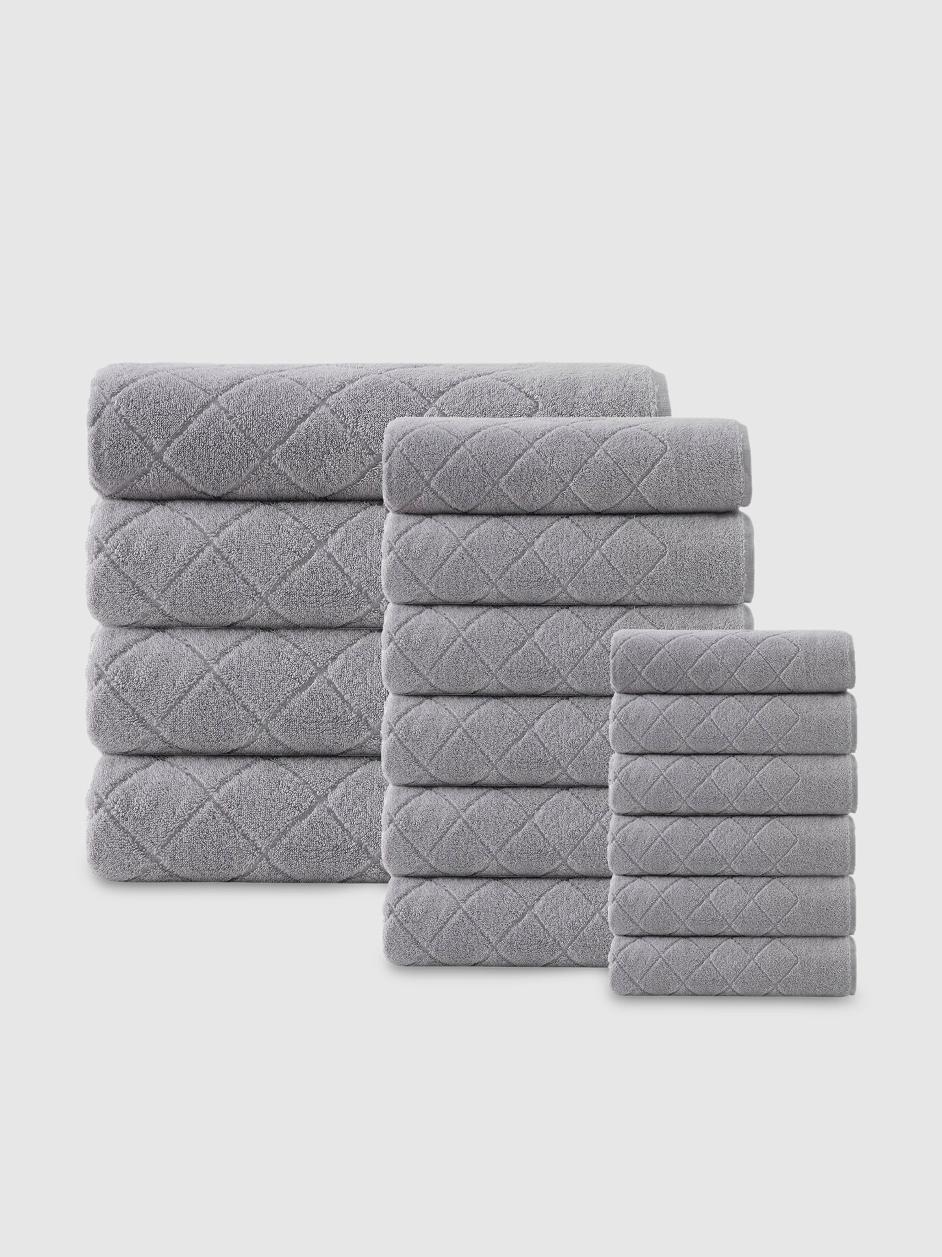 Enchante Home Gracious Turkish Cotton Towel Set Of 16 In Silver